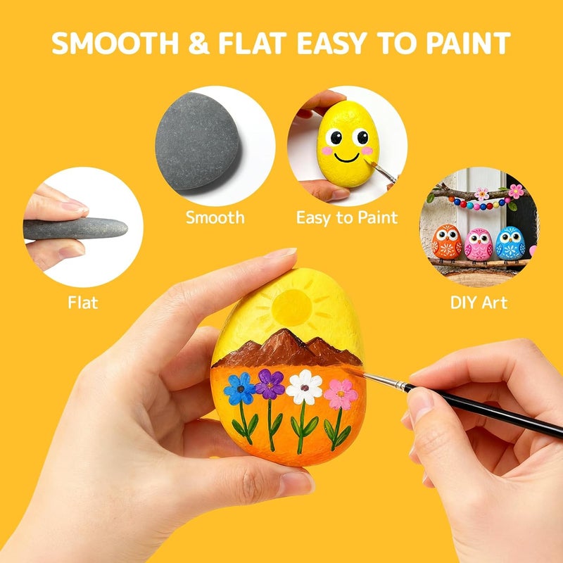 Simetufy 150 Pcs River Rocks for Painting, 2"-3" Painting Rocks, Flat & Smooth Stones Bulk to Paint, Natural Crafts & Art for Kids Adults - Image 4